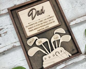 Thoughtful Personalized Dad Golf Wooden Sign - Father's Day Gift From Son Or Daughter | Familywalldecor