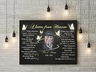 Heartfelt Memorial Canvas For Dad With Letter From Heaven And Butterflies - Touching Remembrance Gift For Father's Loss | Familywalldecor AU