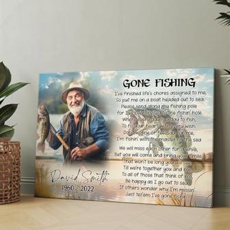 Thoughtful Personalized Memorial Canvas For Dad - Fishing Theme Remembrance Gift For Father And Fisherman | Familywalldecor DE