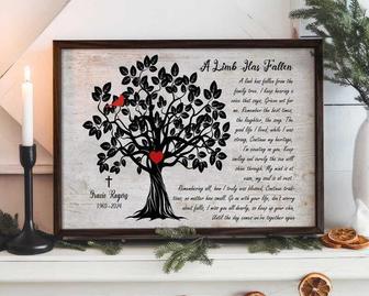 Heartfelt Memorial Tree Art Canvas With Cardinal Design For Loss Of Mom - Thoughtful Remembrance Gift | Familywalldecor DE