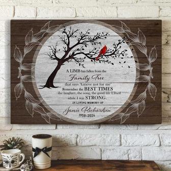 Touching Memorial Tree Art Canvas For Loss Of Mom - Personalized Remembrance Gift With Cardinal Design | Familywalldecor DE