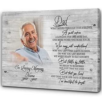 Touching Dad Memorial Canvas - Personalized Photo Tribute For Father Remembrance, Sympathy Gift For Living Room DéCor | Familywalldecor