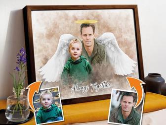 Thoughtful Memorial Canvas For Dad - Custom Bereavement Gift For Son And Daughter With Family Portrait | Familywalldecor