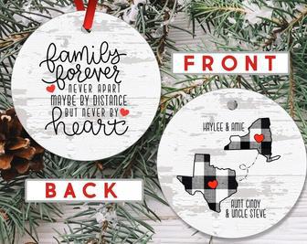 Heartfelt Long Distance Family Gift Ornament For Parents - Christmas Keepsake, State To State Connection | Familywalldecor