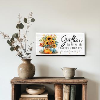 Personalized "Gather Here with Grateful Hearts" Key Holder | Familywalldecor