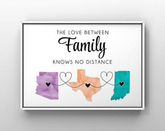 Thoughtful Long Distance Family Gift Canvas - Customizable Map Design For Moving Or Deployment | Familywalldecor