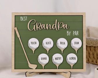 Personalized Dad Golfing Buddies Wood Sign With Kids' Names - Heartfelt Golf Lovers Gift For Father's Day | Familywalldecor