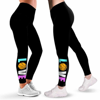 Basketball Leggings For Women. Basketball Love Pattern Printed Women Leggings. Yoga Workout Custom Personalized Gift. - Monsterry