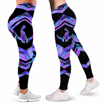 Proud Midwife Leggings For Women. Blue Purple Pattern Women Leggings. Yoga Workout Custom Gift For Her, Gift For Women. - Monsterry