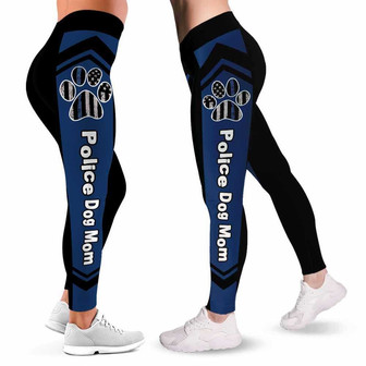 Proud Police Leggings For Women. Thin Blue Line Back The Blue Dog Mom Pattern Women Leggings. Yoga Workout Gift For Her, Gift For Women. - Monsterry