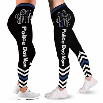 Proud Police Leggings For Women. Thin Blue Line Back The Blue Dog Mom Pattern Women Leggings. Yoga Workout Gift For Women, Gift For Her. - Monsterry