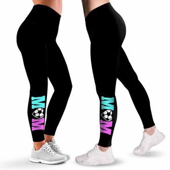 Soccer Leggings For Women. Soccer Mom Pattern Printed Women Leggings. Yoga Workout Custom Personalized Gift. - Monsterry