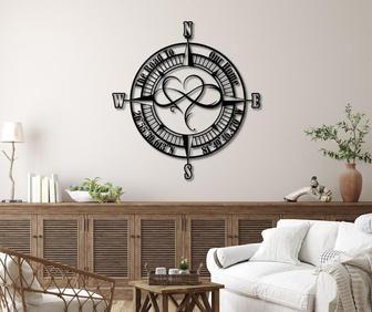 Custom Infinity Heart Compass Metal Sign - Christmas Family Gift For New Home Decor | Familywalldecor