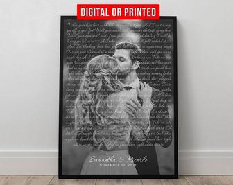 Emotional Personalized Song Lyrics Canvas For First Dance Photo - 1st Anniversary Gift For Newlyweds | Familywalldecor