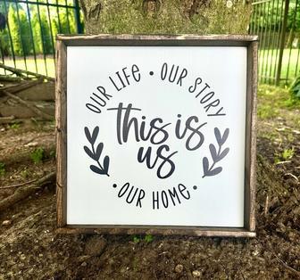 This Is Us Farmhouse Wood Sign - Personalized Family Decor For Kitchen | Familywalldecor