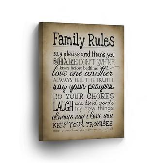 Vintage Family Rules Quote Canvas For Family Name - Personalized Wall Art DéCor For Living Room | Familywalldecor