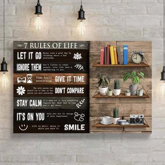 Motivational 7 Rules Of Life Inspirational Quote Canvas Art For Living Room | Familywalldecor