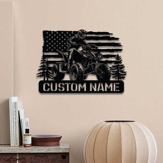 Custom ATV Metal Sign For Dad - Quad Biker LED Wall Art And Rider Decoration For Living Room | Familywalldecor