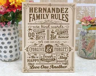 Heartfelt Family Rules Engraved Canvas For Home Decor | Familywalldecor