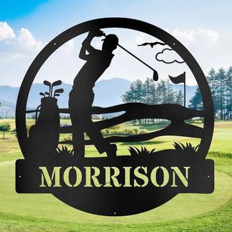 Personalized Golf Name Sign - Custom Metal Wall Art for Dad | Familywalldecor