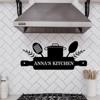 Thoughtful Personalized Metal Kitchen Sign For Housewarming - Custom Name Backsplash Wall Art | Familywalldecor