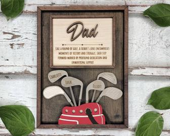 Thoughtful Dad Golf Wood Sign Gift - Personalized Father’s Day Present From Son Or Daughter - Ideal For Dad Or Grandpa | Familywalldecor