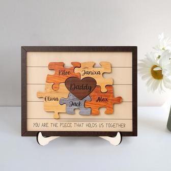 Heartfelt Personalized Dad Puzzle Wood Sign - Father's Day Or Birthday Gift From Son, Daughter, Or Wife | Familywalldecor