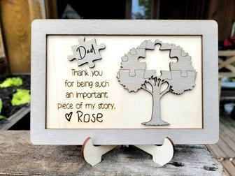 Thoughtful Custom Dad Puzzle Wood Sign – Perfect Father's Day Gift For Step And Bonus Dads | Familywalldecor