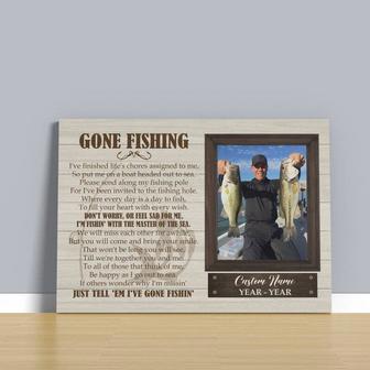 Personalized 'Gone Fishing' Memorial Canvas For Dad's Memory In Living Room | Familywalldecor