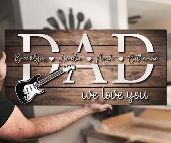 Personalized Dad Guitar Metal Sign For Guitar Lovers - Custom Name For Father's Day Rustic Home DéCor | Familywalldecor