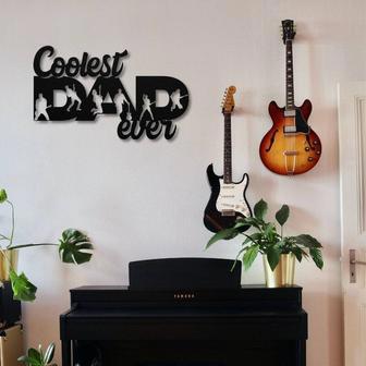 Personalized Dad Guitar Metal Sign For Music Lover - Indoor Outdoor Fathers Day Gift For Music Room Decor | Familywalldecor