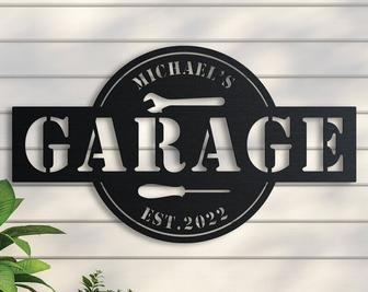 Custom Metal Garage Sign For Dad - Man Cave Decor Idea - Personalized Name Garage | Familywalldecor