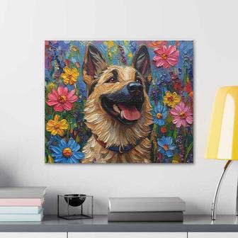 Vibrant Oil Painting Dog Wall Art For German Shepherd Moms - Personalized Nursery Decor And Memorial Gifts Canvas | Familywalldecor