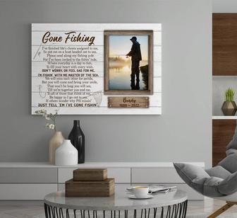 Touching Canvas With Gone Fishing Theme - Heartfelt Memorial For Dad's Passing In Living Room Decor | Familywalldecor