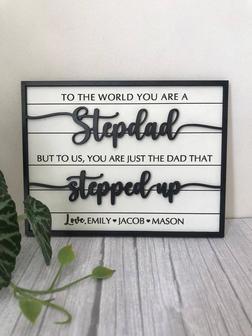 Bonus Dad Definition Wooden Sign - Thoughtful Step Up Dad Gift For Father's Day Or Birthday Wall Decor | Familywalldecor