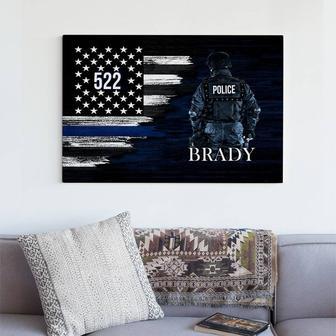 Personalized Police Dad Canvas Patriotic Flag Art Gift For Father's Day Living Room Decor | Familywalldecor