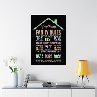 Personalized Family Rules Poster Canvas For Loving Home Values | Familywalldecor