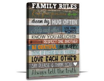 Personalized Family Rules Canvas - Heartfelt Living Room Wall Decor For Modern Farmhouse Style | Familywalldecor