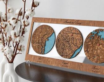 Personalized City Map Wedding Wood Sign - Newlywed And Anniversary Gift For Couples | Familywalldecor