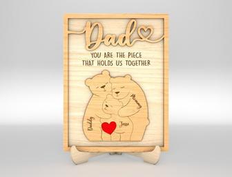 Personalized Bear Family Dad Puzzle Wood Sign For Father's Day - Thoughtful Gift For Dad's Room DéCor | Familywalldecor