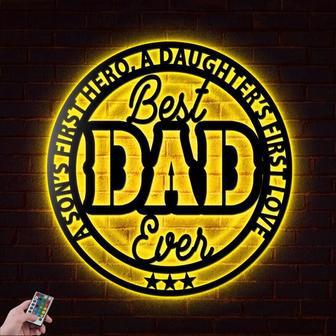 Personalized Best Dad Ever Guitar Metal Sign With LED - Father's Day Gift For Dad's Music Room | Familywalldecor