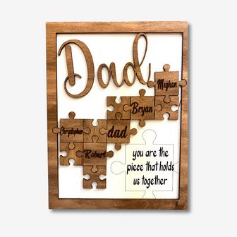 Thoughtful Dad Puzzle Wood Sign Christmas Gift From Kids With Personalized Names | Familywalldecor