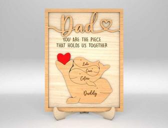 Heartfelt Whale Daddy Puzzle Wood Sign For Father's Day | Familywalldecor