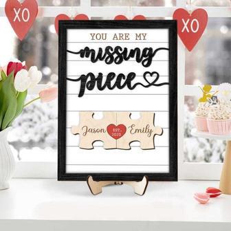 Personalized My Missing Piece Wood Sign - Meaningful Valentine And Anniversary Gift For Him Or Her | Familywalldecor