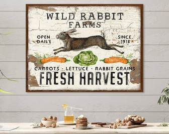 Rustic Farmhouse Easter Rabbit Canvas Large Vintage Wall Art For Living Room | Familywalldecor