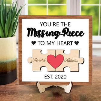 Personalized Missing Piece Of My Heart Wood Sign For Husband Valentine Gift | Familywalldecor