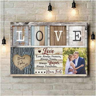 Romantic Personalized Couple Canvas For Wedding Or Anniversary - Valentine Themed Farmhouse Wall Art Decor | Familywalldecor