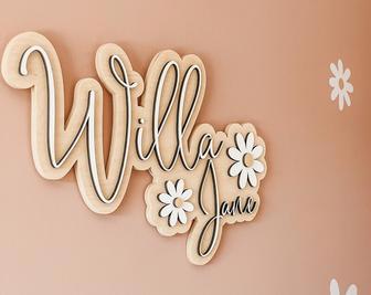 Personalized Daisy Name Wood Sign For Baby Girl Floral Nursery Decor | Familywalldecor CA