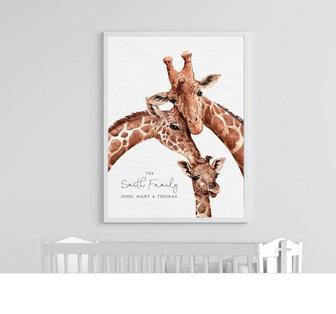 Personalized Giraffe Nursery Canvas Safari Theme Newborn Gift For Baby Room Decor | Familywalldecor UK