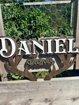 Custom Deer Antler Baby Boy Wood Sign For Hunting-Themed Nursery DéCor | Familywalldecor AU